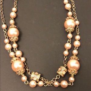 Banana Republic Gold and Blush Pearl Long Necklace